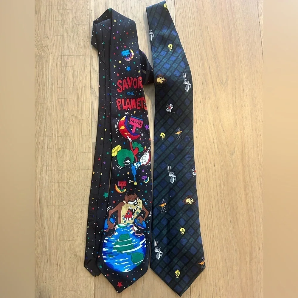 Vintage Looney Tunes Tie Bundle – Taz, Marvin the Martian, Bugs, Tweety, Daffy